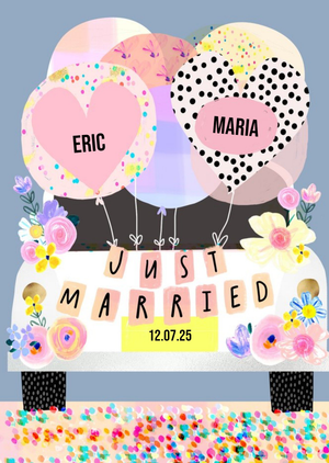 Katt Jones Illustration Colourful Wedding Cute Confetti Modern Card