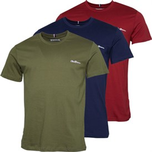 Ben Sherman Mens Otto Three Pack T-Shirts Sea Turtle/Navy/Rhubarb
