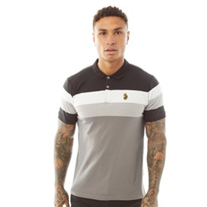 Luke 1977 Mens Shuffle Polo Shirt Black/White/Mid Grey B