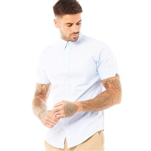 Ben Sherman Mens Short Sleeve Oxford Shirt Sky