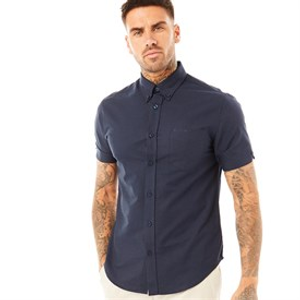 Ben Sherman Mens Short Sleeve Oxford Shirt Dark Navy