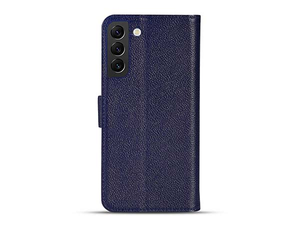 Premium Leather Wallet Case for Samsung Galaxy S22 - Midnight Blue