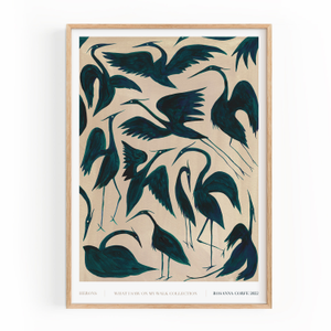A3 - Herons Print, Dark Teal (one size)