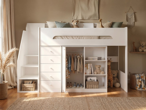 Flair Stepaside Staircase High Sleeper Storage Station White