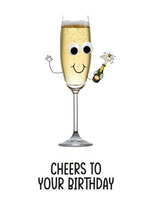 Funny Photographic Champagne Flute Cheers To Your Birthday Card