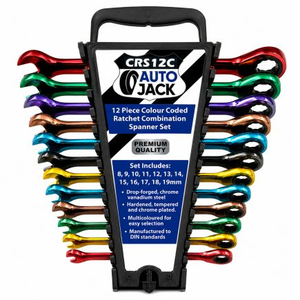 Autojack 12 Piece Multi-coloured Ratchet Spanner Set