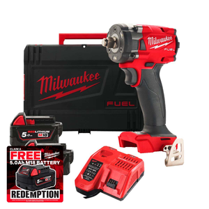 Milwaukee M18 FIW2F38 M18Fuel 3/8" Compact Impact Wrench with 2x 5.0Ah Batteries
