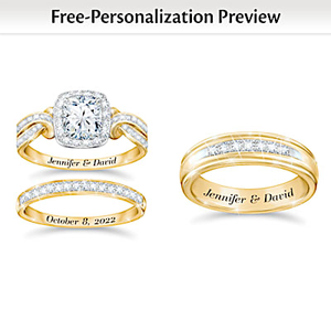 6 Carats Of Sparkle His & Hers Personalized Wedding Ring Set