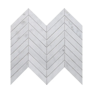 Carrara Blanco Polished Chevron Marble Look Porcelain Mosaics 10x11