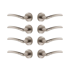 Augusta Lever On Rose Door Handle Pack - Dual Tone Nickel - Set of 4 Pairs - Designer Levers