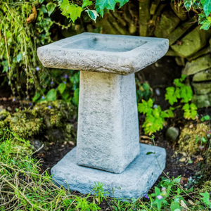 York' Garden Bird Bath Rustic Style With Square Top