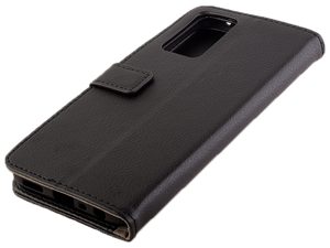 Synthetic Leather Wallet Case with Stand for OPPO A96/A76 4G - Black
