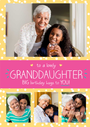 Lovely Granddaughter 4 Photo Upload Birthday Card