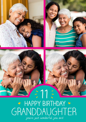 Granddaughter 4 Photo Upload 11th Birthday Card