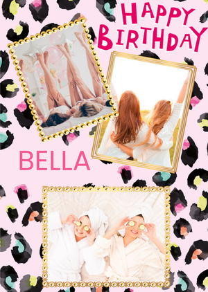 Glamorous birthday photo upload card