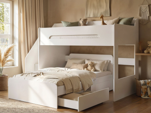 Flair Stepaside Staircase L Shaped Triple Bunk Bed White