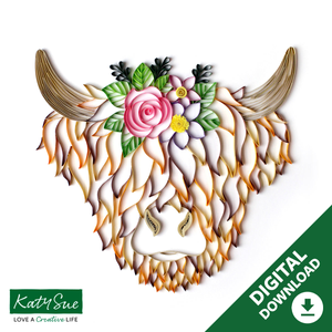 Highland Cow Digital Quilling Template