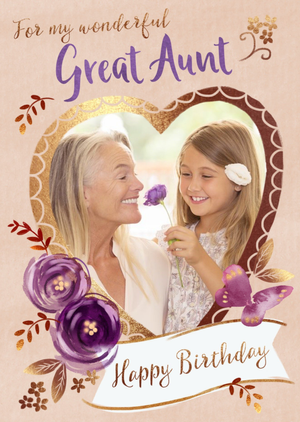 Wonderful Great Aunt Heart photo Upload Birthday Card
