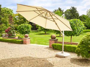 Siesta 3.5m Cantilever Almond Parasol with Almond Wheel Base + Sand
