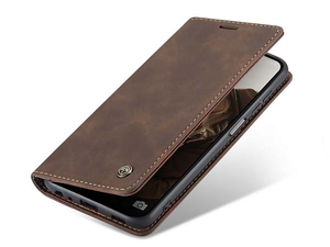 CaseMe Slim Synthetic Leather Wallet Case with Stand for Samsung Galaxy A13 4G - Chocolate