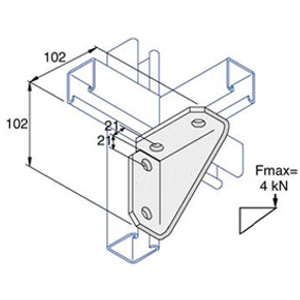 90 Degree Channel 4 Hole Gussett Angle Bracket M14 Holes Hot Dipped Galvanised (2H + 2H)  Each - CF14