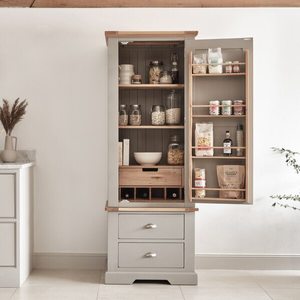 St. Ives Natural Oak and Light Grey Painted Small Larder