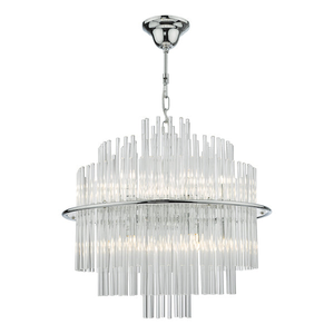 Dar Lukas 13 Light Pendant Chandelier Polished Chrome