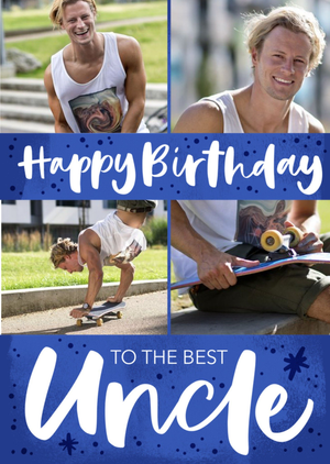 Green Typographic to The Best Uncle Happy Birthday Photo Upload Card