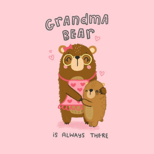 Love Hearts Blue Kiwi Illustration Cute Grandmother Bears Pink Birthday Card