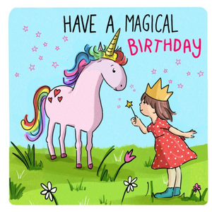 Moonpig Cake And Crayons Cute Illustrated Unicorn Birthday Card