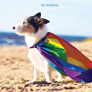 Moonpig Photograph Of A Dog Wearing A Rainbow Flag Card