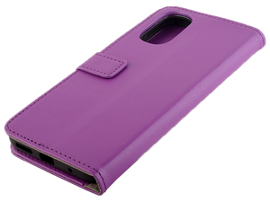 Synthetic Leather Wallet Case with Stand for Motorola Moto G22 - Purple