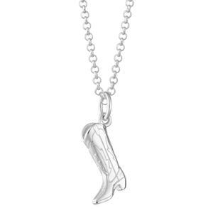 Silver Cowboy Boot Charm Necklace