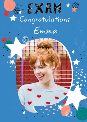 Bright Graphic Design Exam Congratulations Photo Upload Card