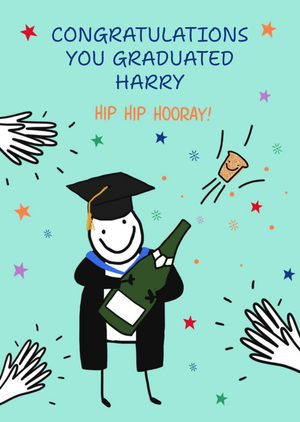 Simple Character Line Drawing Congratulations You Graduated Card