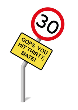Funny Road Sign You Hit 30 Birthday Card