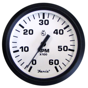 Euro White 6000 RPM Inboard Tachometer | Faria 32904