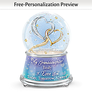 My Heart, My World Granddaughter Personalized Glitter Globe