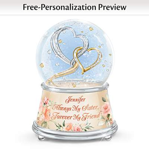 My Heart, My World Sister Personalized Glitter Globe
