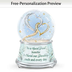 My Heart, My World Friend Personalized Glitter Globe