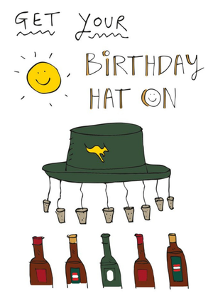 Felt Studios Aussie Hat Sun Beers Birthday Card