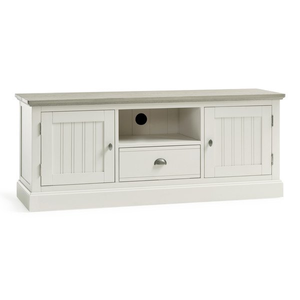 Brompton Painted Acacia and Ash Top Large TV Unit - Solid Hardwood