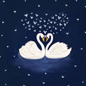 Moonpig Illustration Of Swans Surrounded By Hearts Anniversary Card