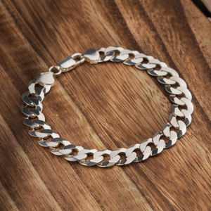New Sterling Silver 8.5" Bevelled Flat Curb Bracelet 20g