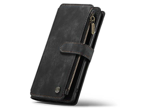 CaseMe Synthetic Leather Wallet Case with Zipper Pocket for Samsung Galaxy A33 - Charcoal