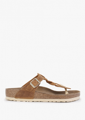 Gizeh Braided Cognac Oiled Leather Toe Post Sandals