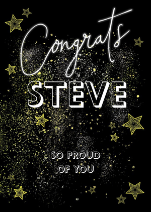 Bright Bold Typographic Star Design Congrats So Proud Of You Card