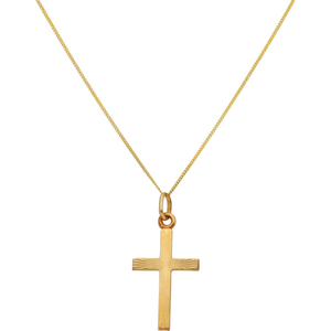 New 9ct Gold Diamond Cut Cross Pendant & Chain Necklace