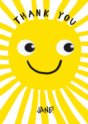 Illustration Of A Smiling Sun Thank You Card