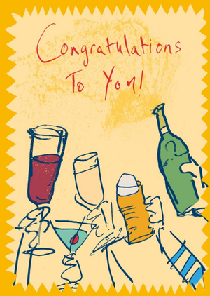 Poet And Painter Drinks Illustration Australia Congratulations Card